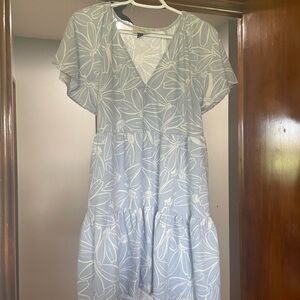 Blue Flutter Sleeve V-Neck Sundress